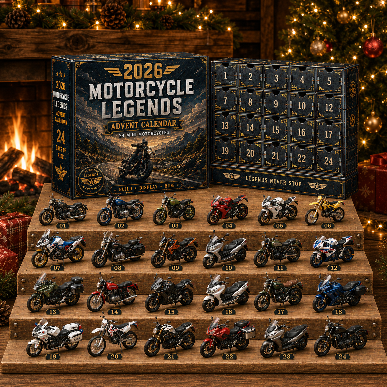 ๐2026 Motorcycle Legends Advent Calendar โ 24 Days, 24 Mini Motorcycles, 24 Legendary Rides