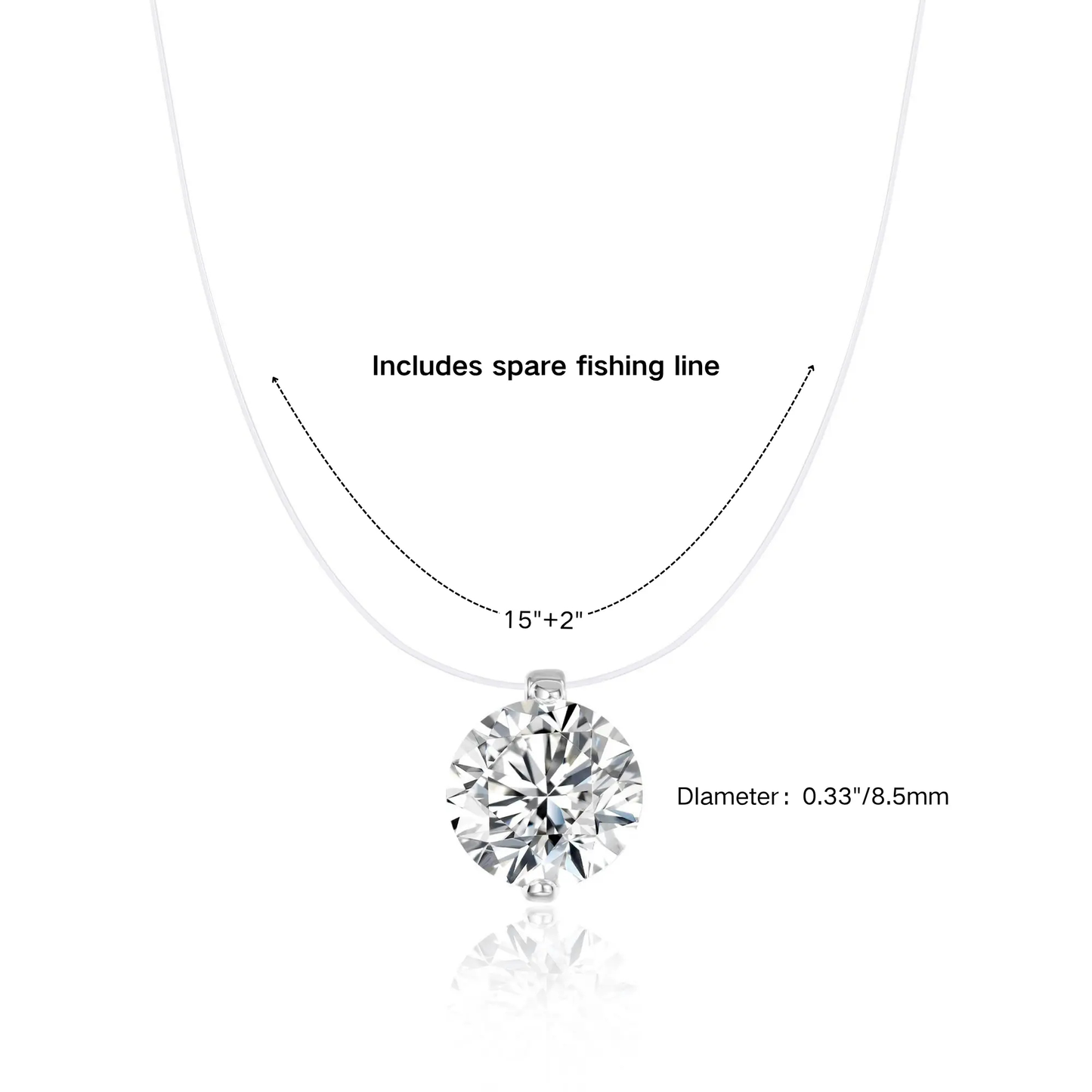 Floating Cubic Zirconia Pendant Necklace on Invisible