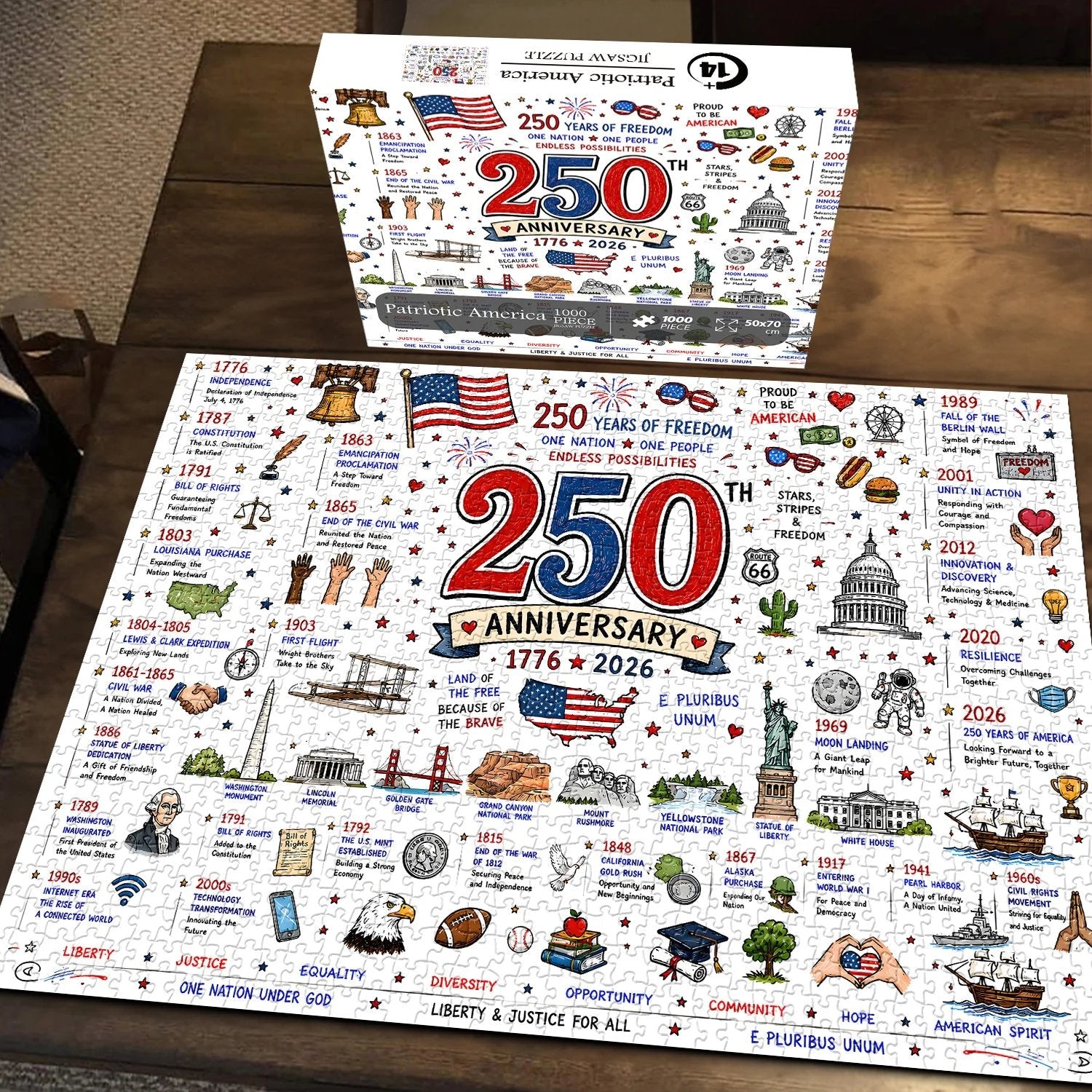 🧩 Patriotic America Jigsaw Puzzle 1000 Pieces 🎁 Buy 2 Free Shipping