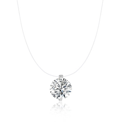 Floating Cubic Zirconia Pendant Necklace on Invisible