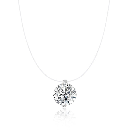 Floating Cubic Zirconia Pendant Necklace on Invisible