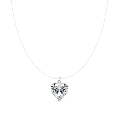 Floating Cubic Zirconia Pendant Necklace on Invisible