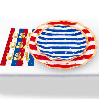 Patriotic Party Paper Dinnerware Plates and Napkins Set