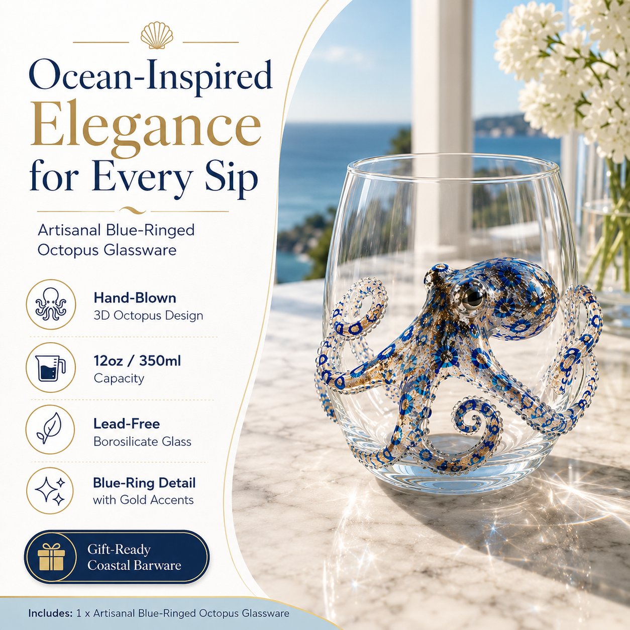 🎁 The Perfect Beach House Gift🌊3D Animal Artisan Glassware Collection