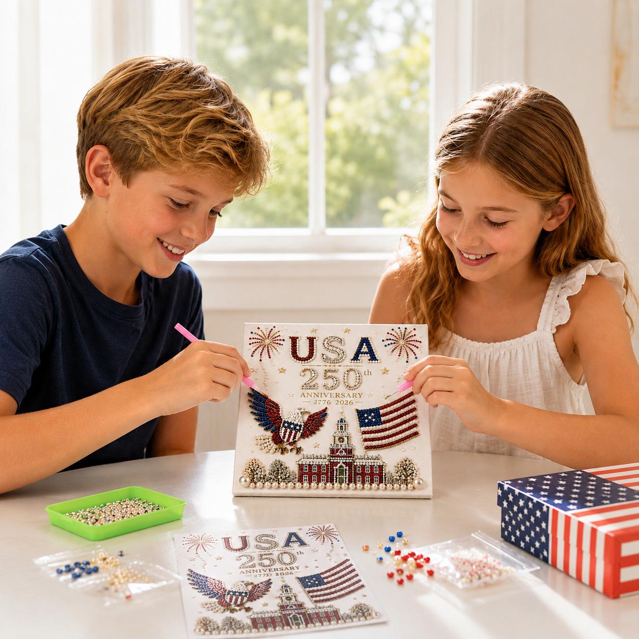 🔥LAST DAY 50% OFF - 🇺🇸 USA 250th Anniversary DIY Pearl Painting Kit ✨❤️‍🔥