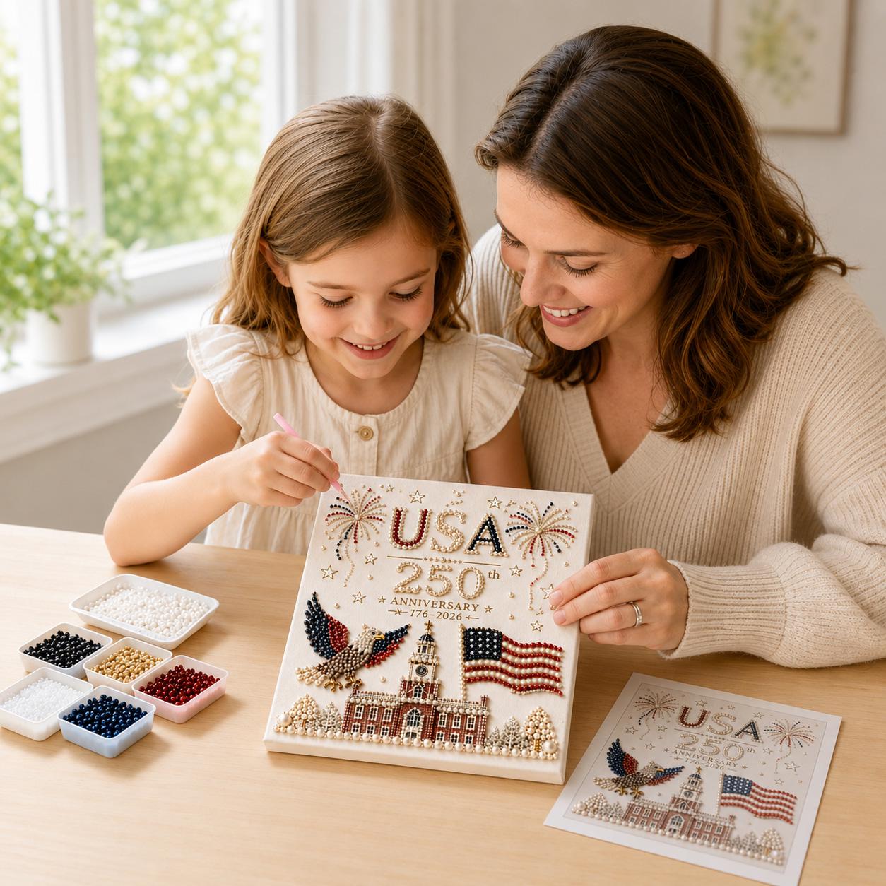 🔥LAST DAY 50% OFF - 🇺🇸 USA 250th Anniversary DIY Pearl Painting Kit ✨❤️‍🔥