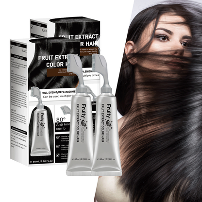 Fruit Comb Hair Dye Cream - In Hair DyeCream for Gray Coverage -Natural Black & Dark Brown