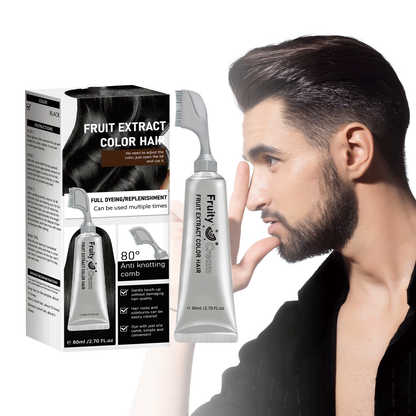 Fruit Comb Hair Dye Cream - In Hair DyeCream for Gray Coverage -Natural Black & Dark Brown