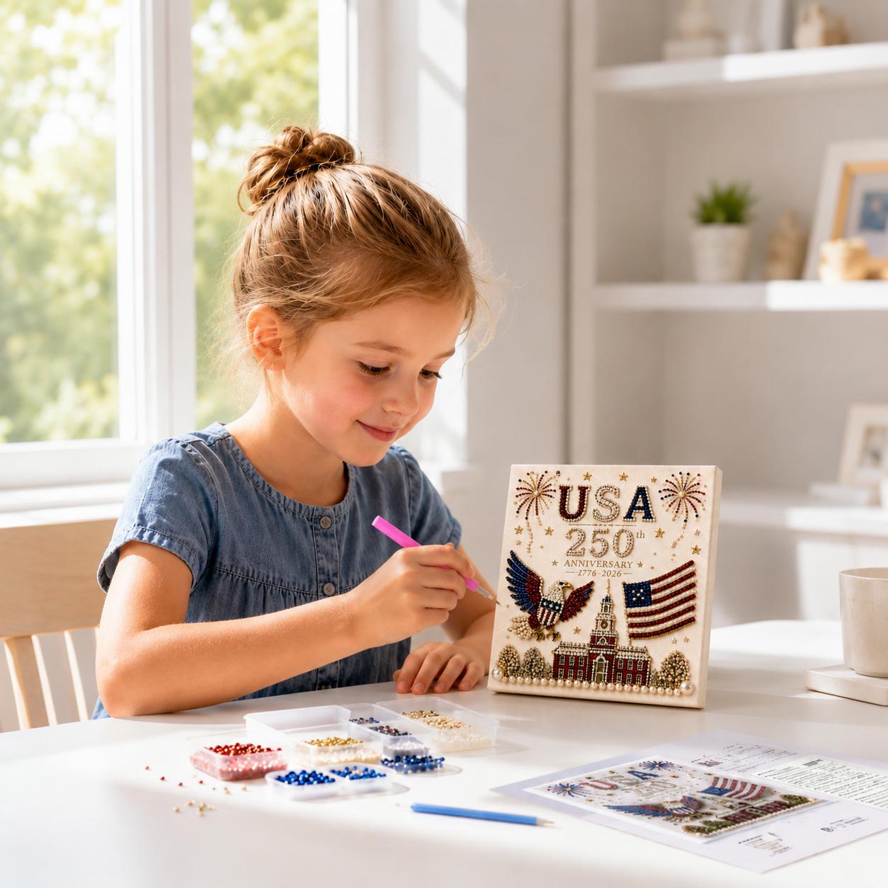 🔥LAST DAY 50% OFF - 🇺🇸 USA 250th Anniversary DIY Pearl Painting Kit ✨❤️‍🔥