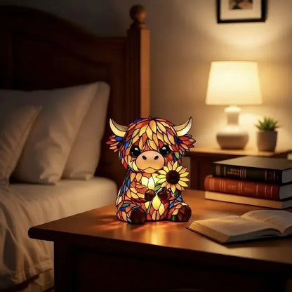 🌻🐮Creative Highland Cow  Sunflower LED Night Light
