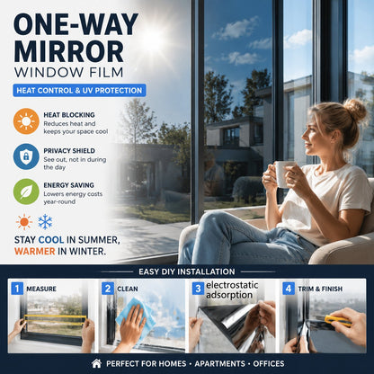 🔥 Over 50% OFF NOW🔥 One-Way Mirror Window Film for Daytime Privacy, UV Protection 🪟✨