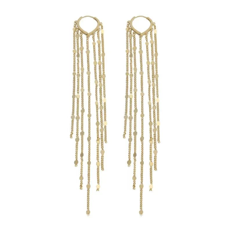 14K Gold Plated Long Tassel Earrings for Women