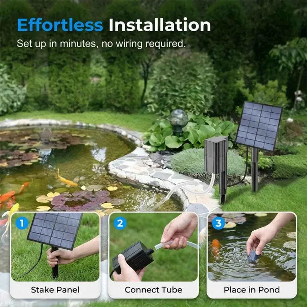 🐟 Solar Pond Aerator with Air Pump – Outdoor Solar Oxygenator