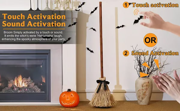 🔥Early Halloween Offer👻 Floating Witch's Broom – Eerie Laughs & Hypnotic Dance at Your Command! 🎃