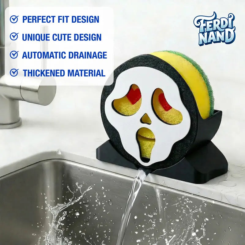 Screaming Ghost Sponge Holder with Drainage – Fits Scrub Daddy & Scrub Mommy
