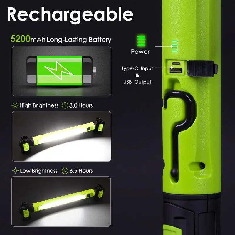 Father's Day Gift-Under-Hood Work Light Bar — 3000-Lumen Magnetic LED Light Strip with Hooks, 5200mAh Cordless Rechargeable Hood Light