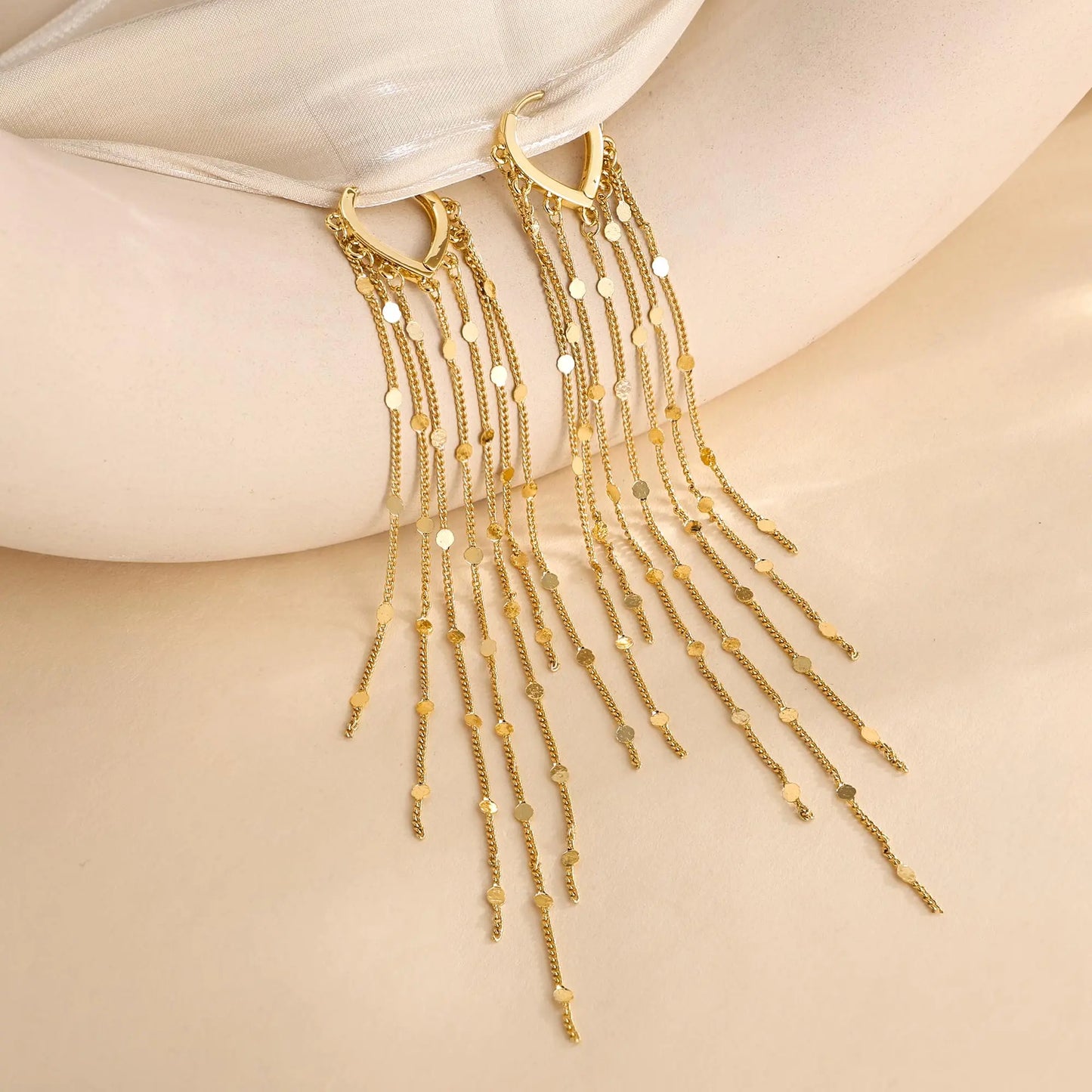 14K Gold Plated Long Tassel Earrings for Women