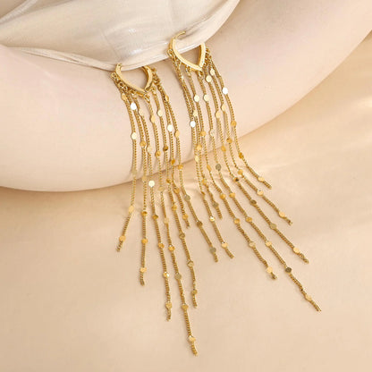 14K Gold Plated Long Tassel Earrings for Women