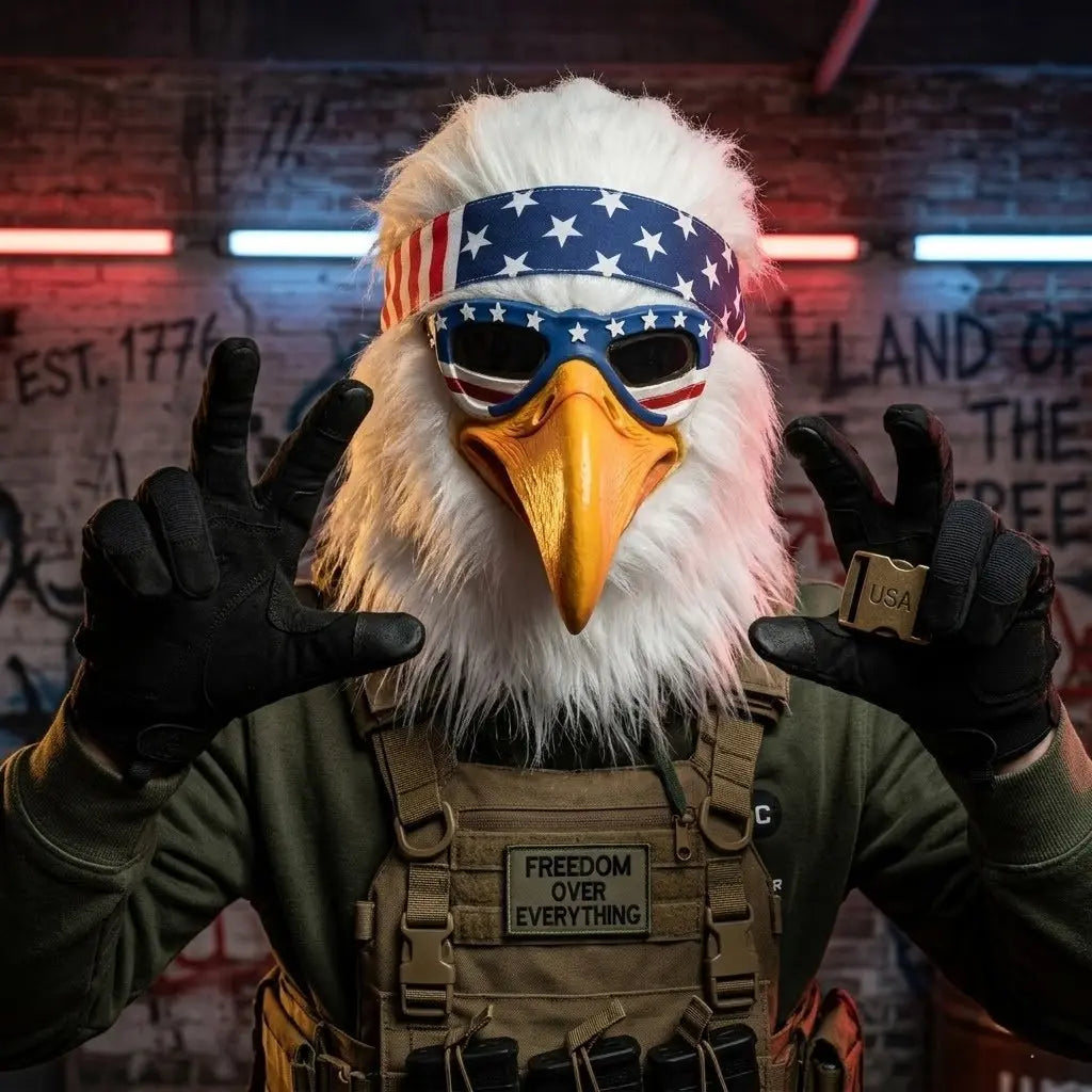 🦅 Realistic Eagle Mask with American Flag Headband