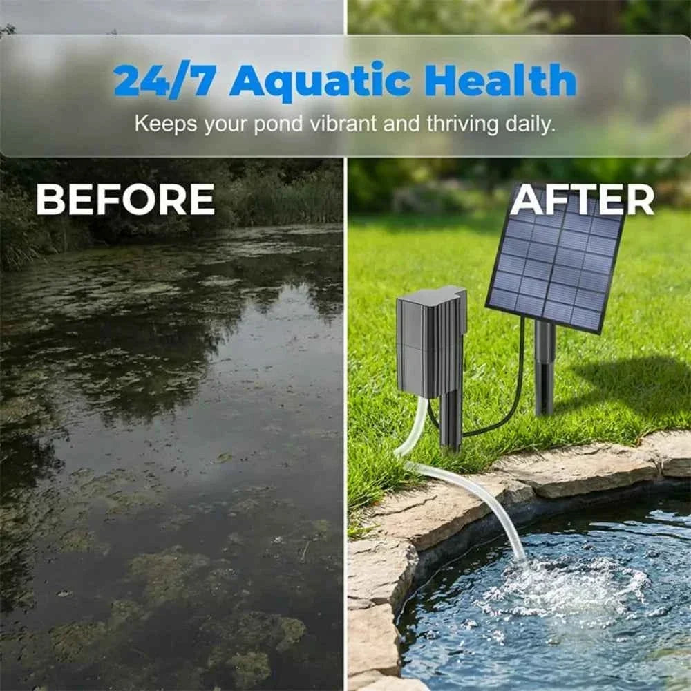 🐟 Solar Pond Aerator with Air Pump – Outdoor Solar Oxygenator