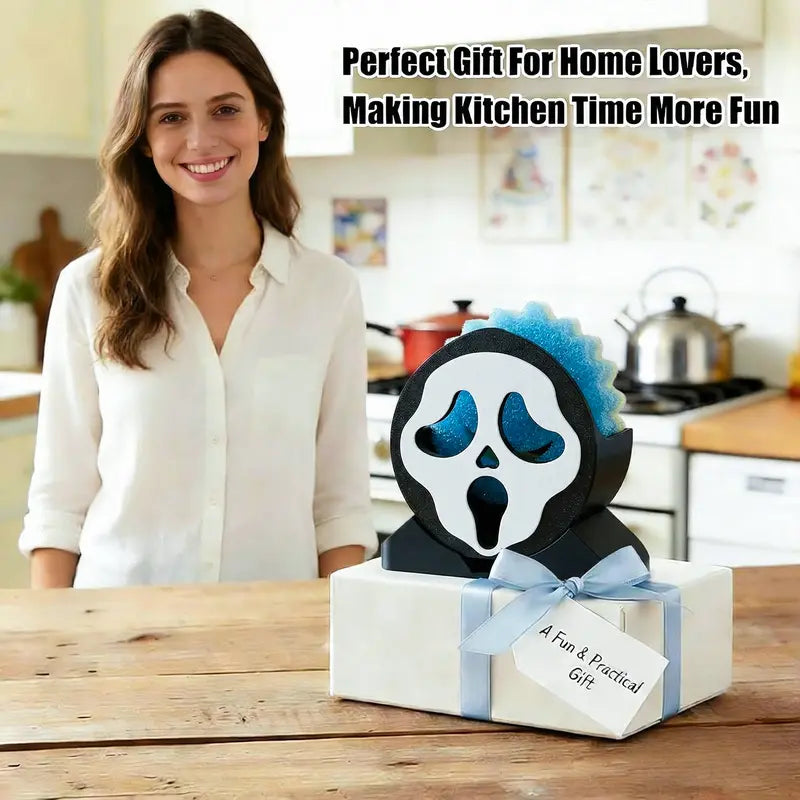 Screaming Ghost Sponge Holder with Drainage – Fits Scrub Daddy & Scrub Mommy