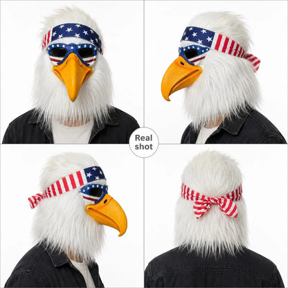 🦅 Realistic Eagle Mask with American Flag Headband