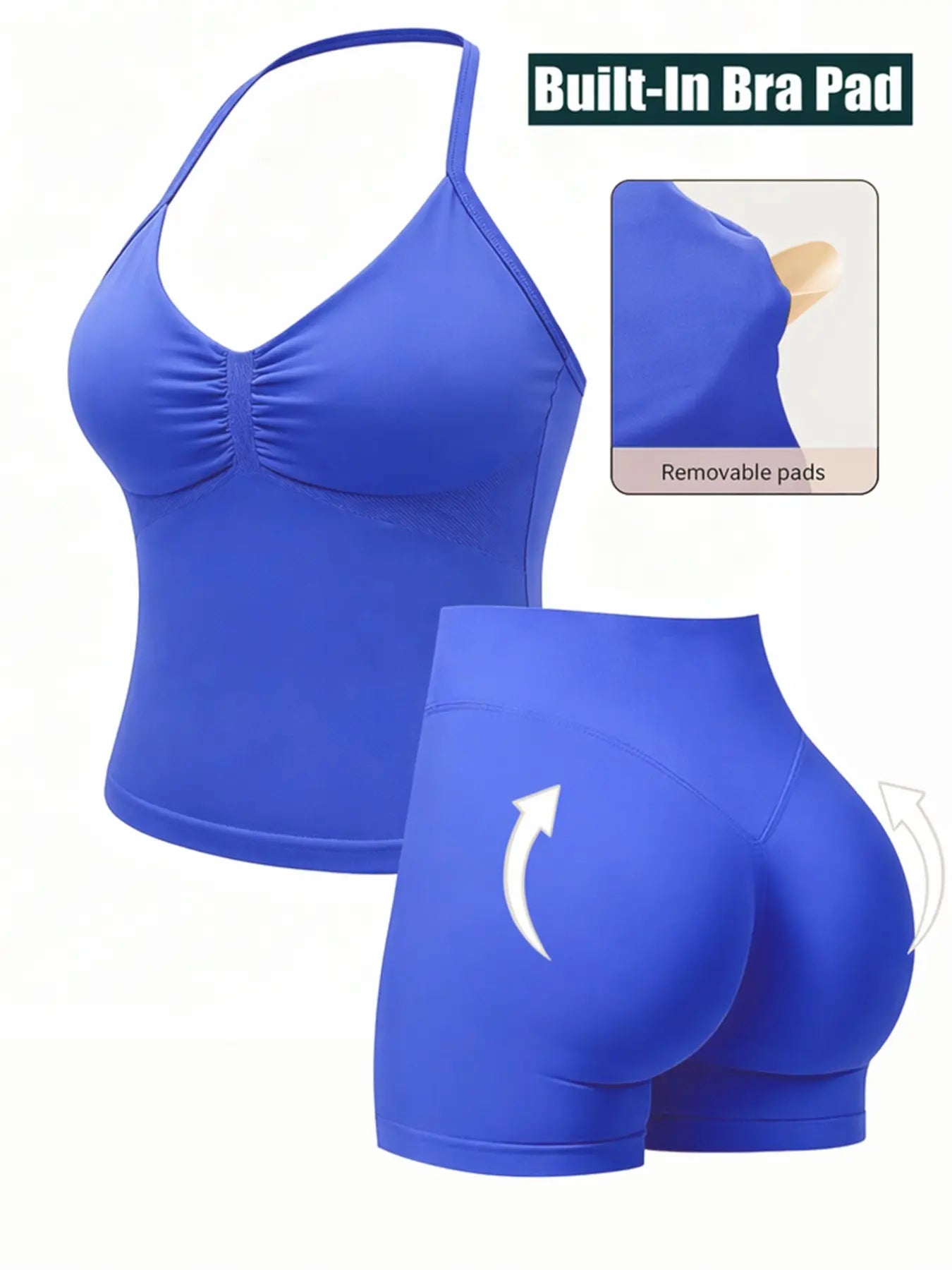 Fashionable Sports Set for Fitness Enthusiasts, Polka Dot Print Halter Top and Shorts, Summer Gym Yoga Running