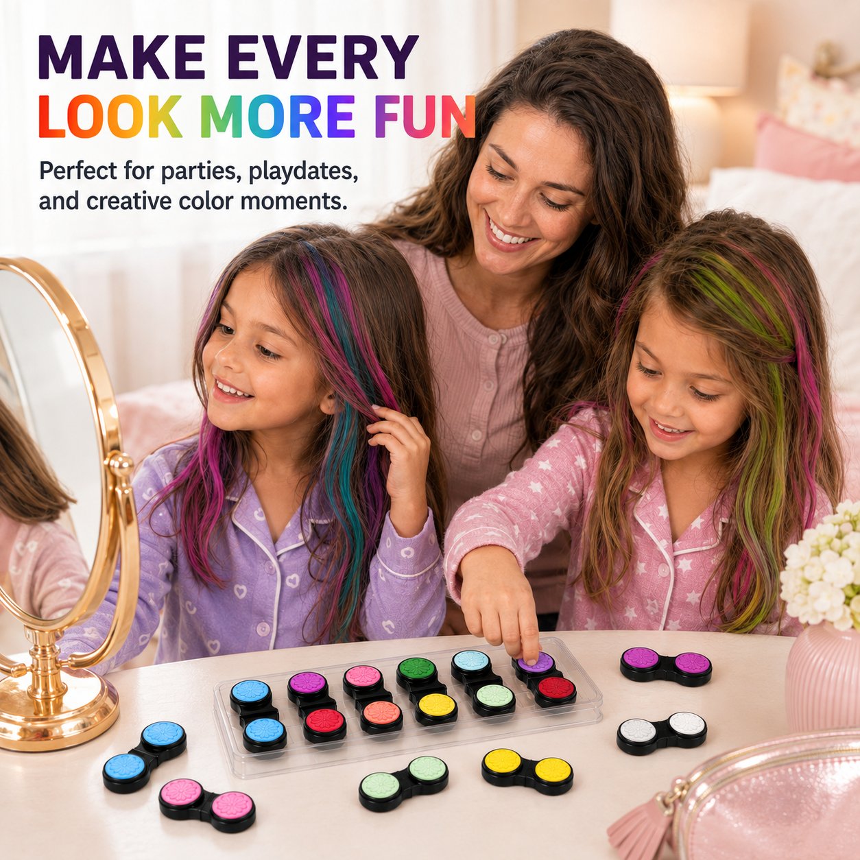 🔥 Last Day 49% OFF-🌈 12-Color Temporary Hair Chalk Applicator Set