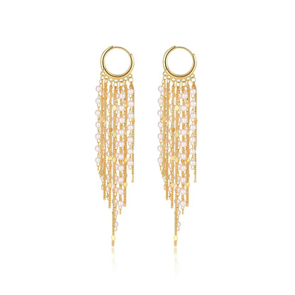 14K Gold Plated Long Tassel Earrings for Women