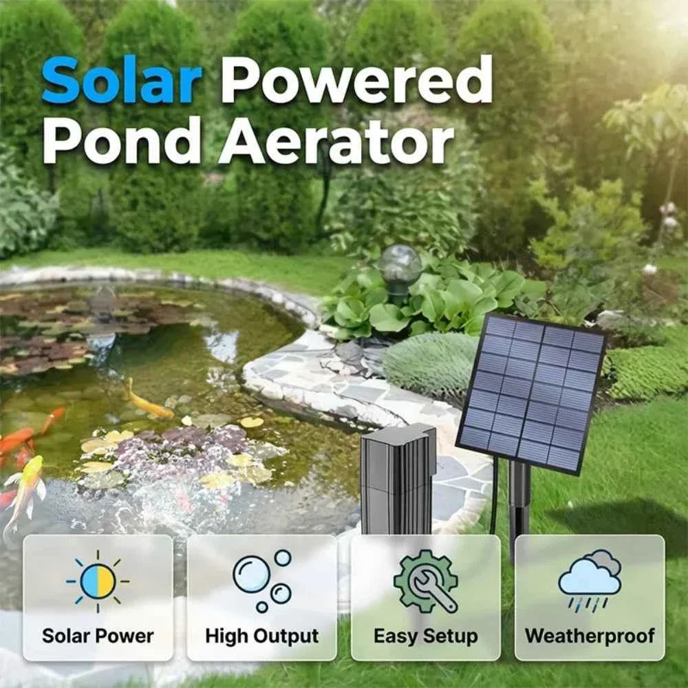 🐟 Solar Pond Aerator with Air Pump – Outdoor Solar Oxygenator