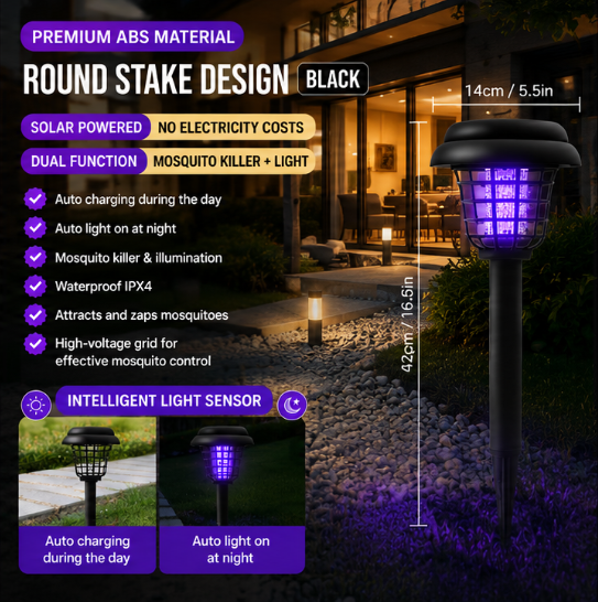Last day 50％OFF🌙 Solar Mosquito Zapper Light 2-in-1 UV Bug Killer & Outdoor Garden Lamp, Waterproof & Solar Powered