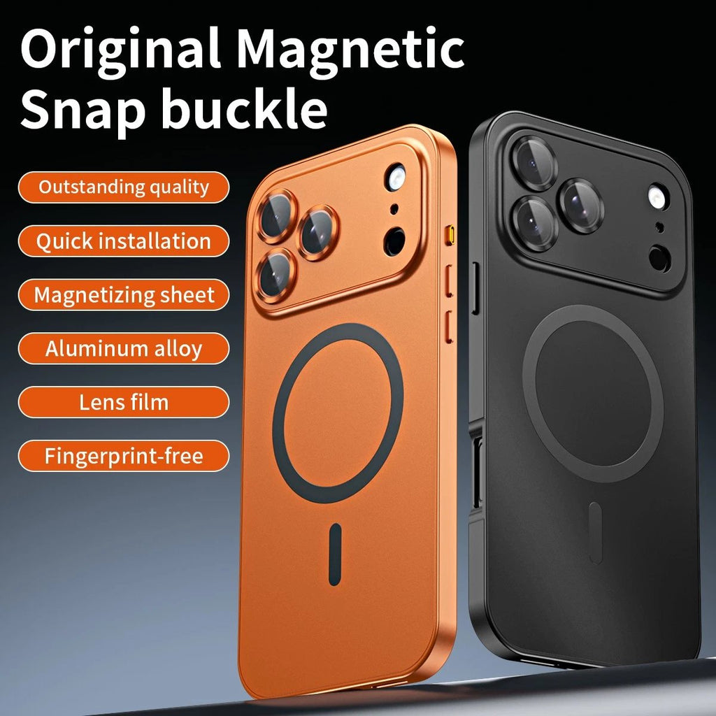 For iPhone 17 Pro Max Air 16 15 14 13 12 Metalic Magnetic Case with Lens Cover