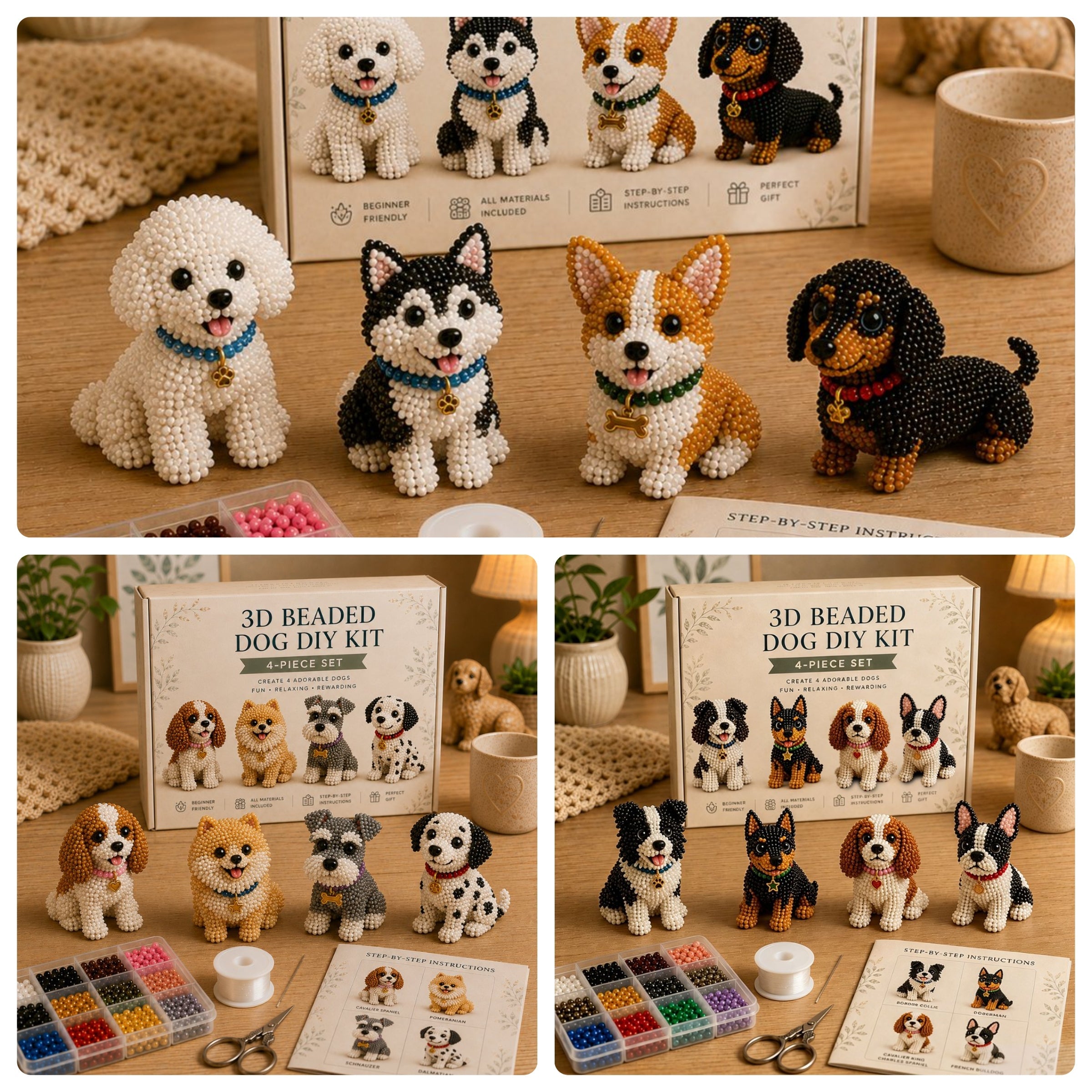 HOT🐾 3D Beaded Pet DIY Kit– Adorable 4-Piece Handmade Pet Craft Set