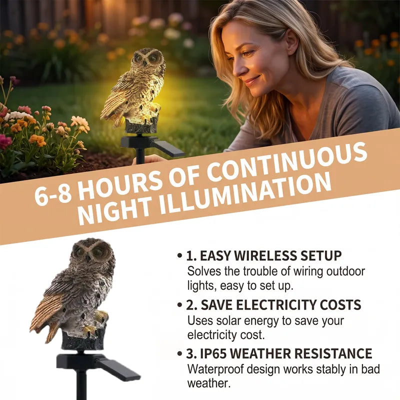 ✨Solar Powered Owl Resin Lamp🦉Vintage Lovely Ambient Ornament Multi-scene Home & Courtyard Decorations