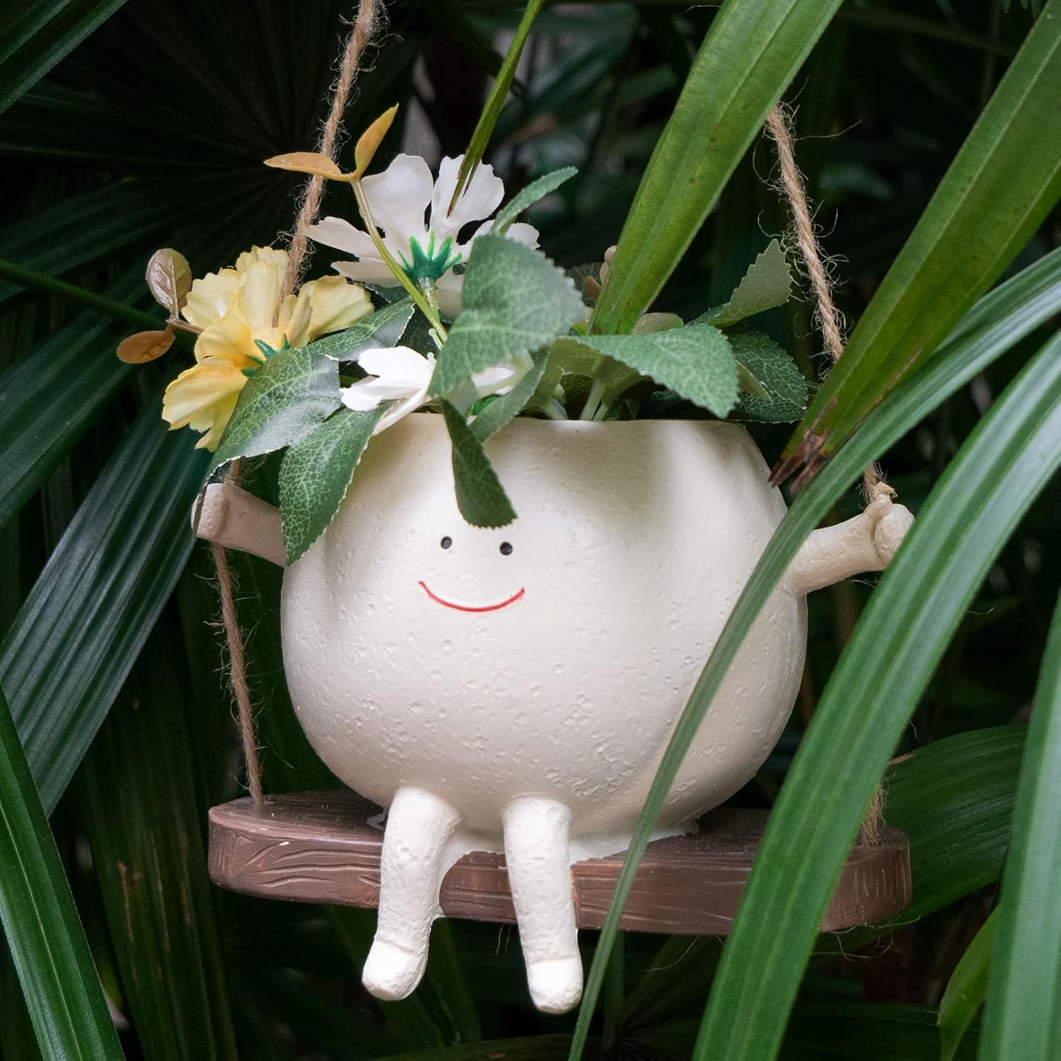 Garden Swing Small Flower Pot – Cute Mini Planter for Succulents, Patio, Balcony & Home Garden Decor