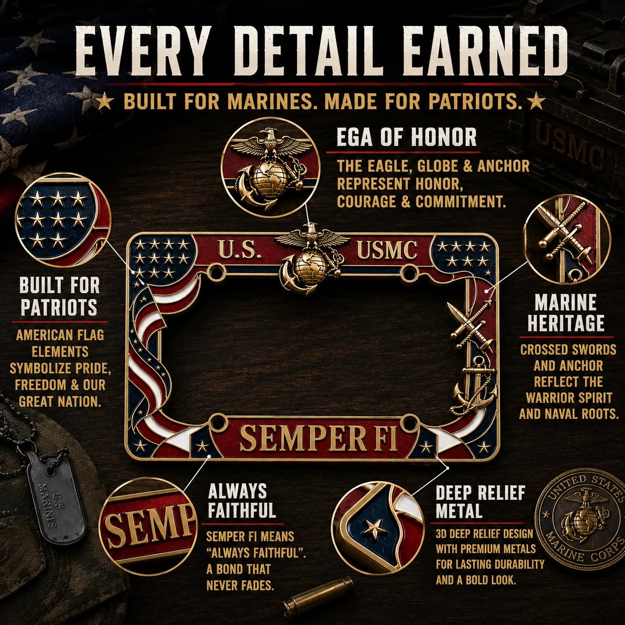 🔥LAST DAY 49% OFF- U.S. Marine Corps Semper Fi License Plate Frame