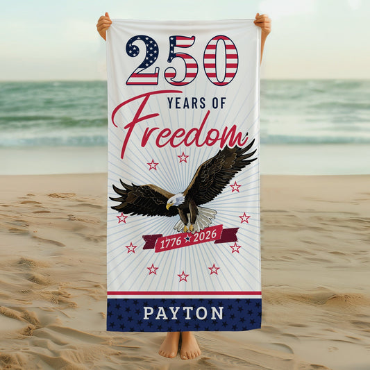 Personalized 250 Years of Freedom Eagle Beach Towel