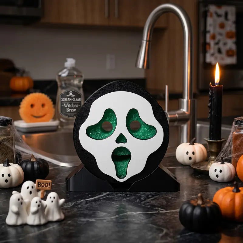 Screaming Ghost Sponge Holder with Drainage – Fits Scrub Daddy & Scrub Mommy