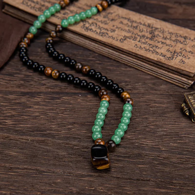 ✨ Money Attraction Necklace With Green Aventurine & Tiger Eye Pendant Healing Crystal Stone