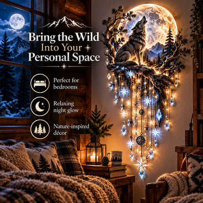 🐺🌕 Wolf Howling Moon Starfall Wall Light – Bring the Wild Home