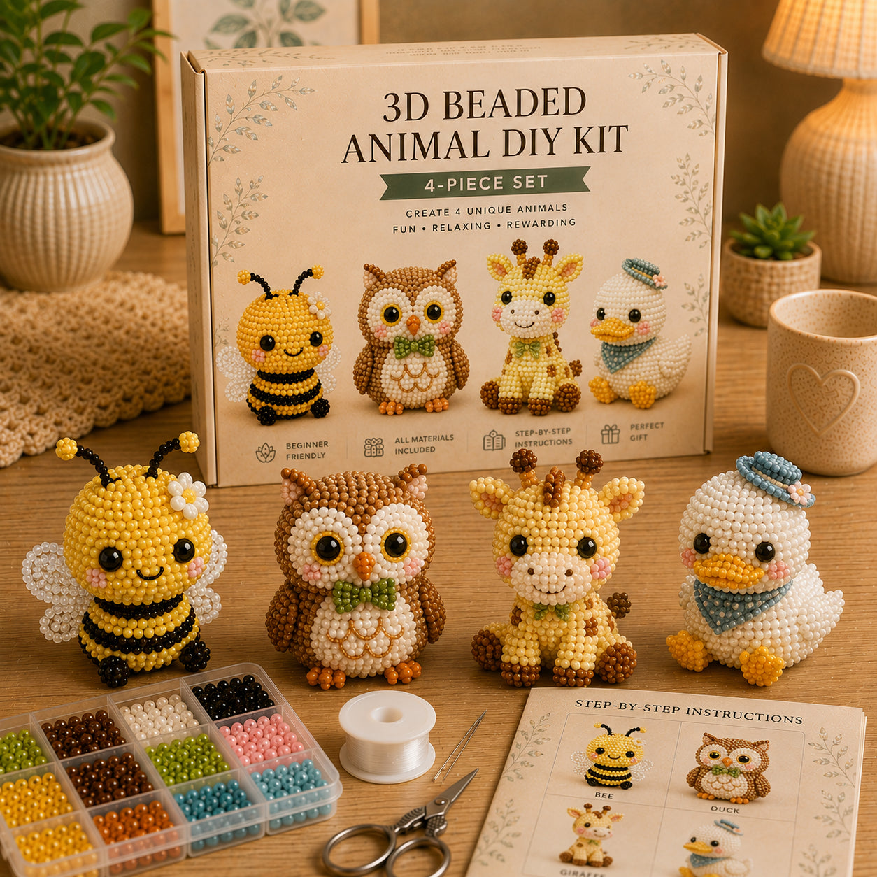 HOT🐾 3D Beaded Pet DIY Kit– Adorable 4-Piece Handmade Pet Craft Set