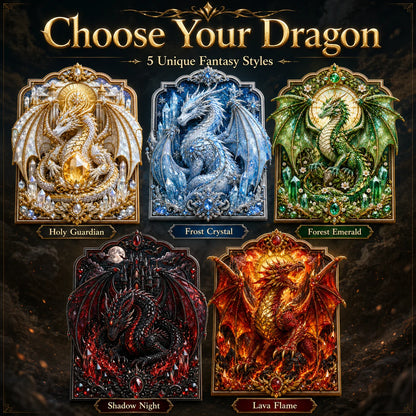 🐉 3D Layered Dragon Diamond Painting Kit, 5 Styles Fantasy Crystal Pearl Drill DIY Art Decor 25×30cm