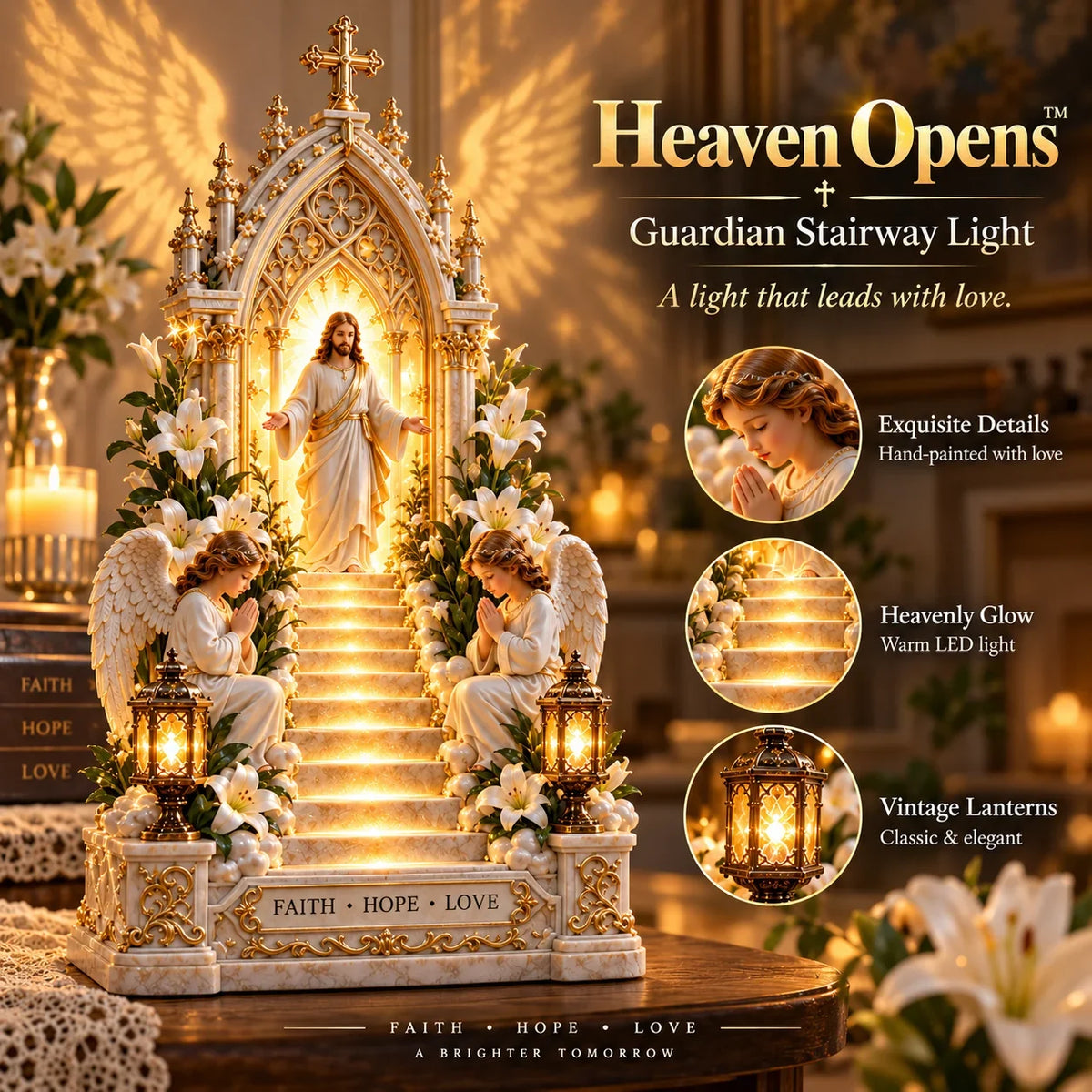 🔥hot Sale🔥✨ Heaven Opens™ – Step-by-step Illuminated Jesus Stairway | Faith, Hope & Love