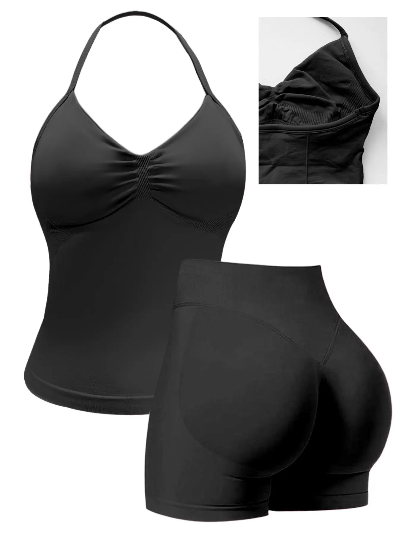 Fashionable Sports Set for Fitness Enthusiasts, Polka Dot Print Halter Top and Shorts, Summer Gym Yoga Running