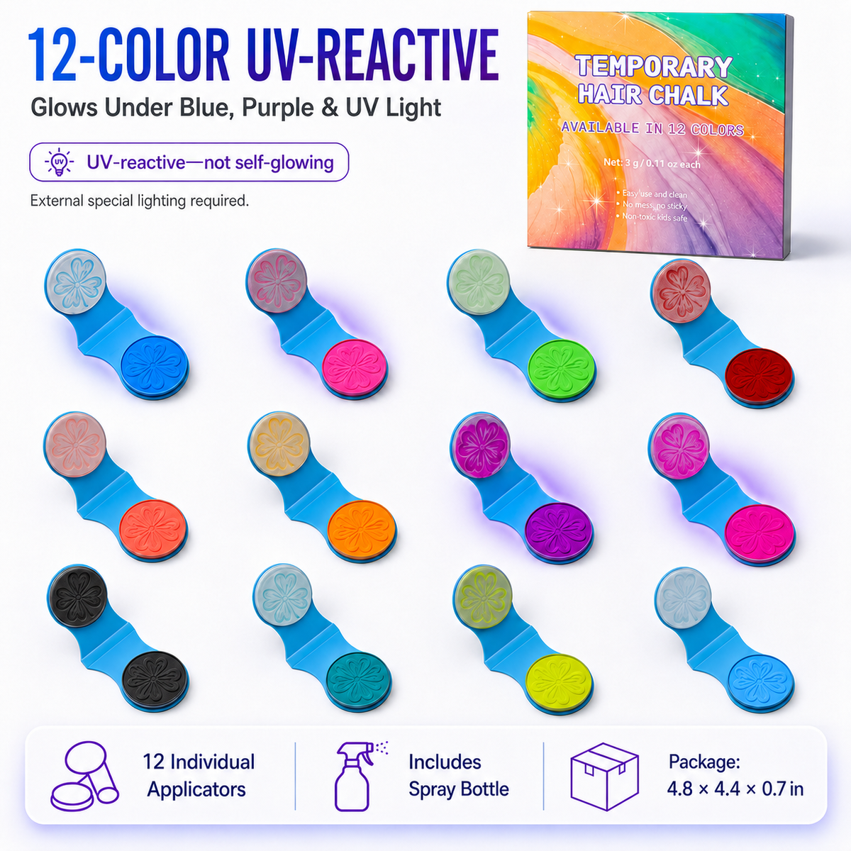 🔥 Last Day 49% OFF-🌈 12-Color Temporary Hair Chalk Applicator Set