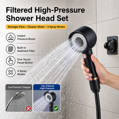 🚿Filtered High-Pressure Shower Head Set – Stronger Flow, Fresher Shower Experience