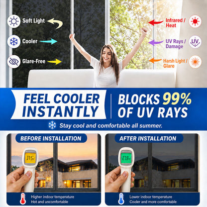 🔥 Over 50% OFF NOW🔥 One-Way Mirror Window Film for Daytime Privacy, UV Protection 🪟✨