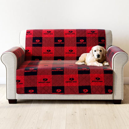 Mossy Oak Red Buffalo Logo Quilted Furniture Cover Chair, Loveseat, Sofa
