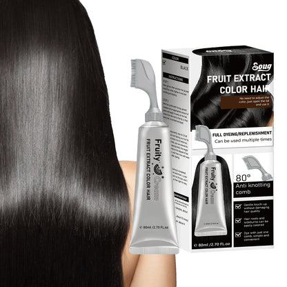 Fruit Comb Hair Dye Cream - In Hair DyeCream for Gray Coverage -Natural Black & Dark Brown