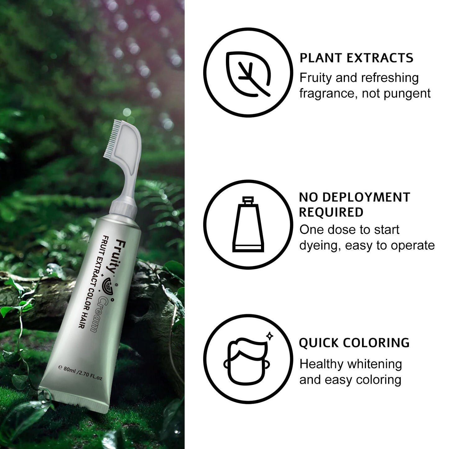 Fruit Comb Hair Dye Cream - In Hair DyeCream for Gray Coverage -Natural Black & Dark Brown